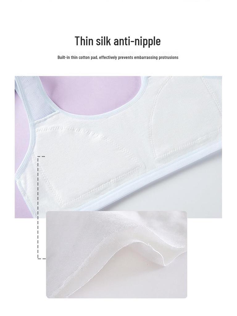 Girls' Cotton Sports Bra with Fixed Cups - Youth Vest