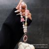 Ins Style Alloy Butterfly Phone Chain Rope Handmade Beaded Hanging Chain Pearl Keychain Bag Hanging Rope Pendant Rope Accessories