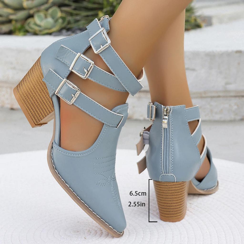 New Casual Pointed Toe Ankle Boots for Women High Heels All-Match Soft Leather Ladies Comfortable Shoes Women Footwear Pumps
