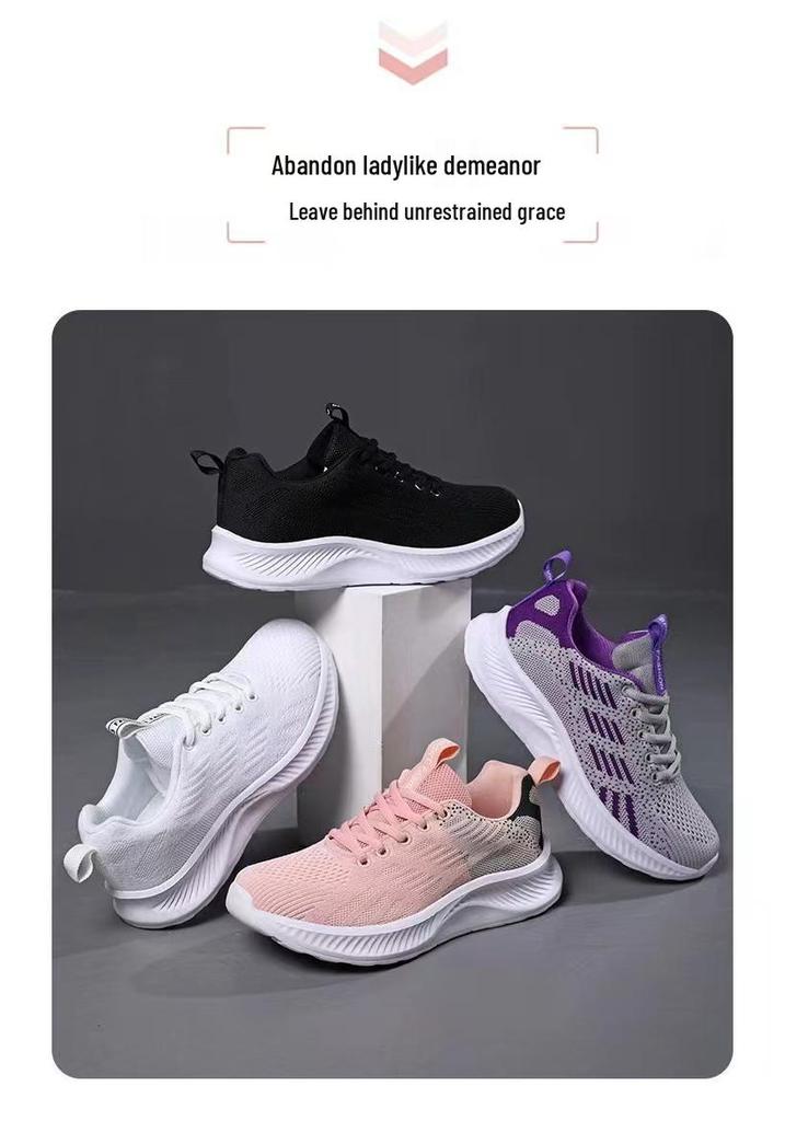Women's Flyknit Breathable Sports Shoes - 2026 Spring/Autumn Soft Sole, Lightweight Running