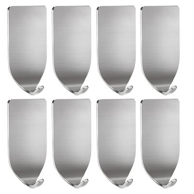 8 Pieces Stainless Steel Non Marking Adhesive Hook Door Organizer For Hanging