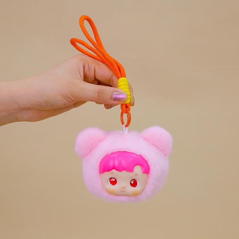 Cute Bear Doll Head Plush Keychain Toy Backpack Accessory Gift Birthday