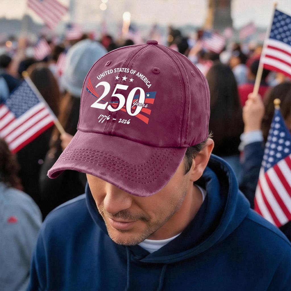 Men's and Women's Matching American 250th Anniversary Anniversary Embroidered Vintage Washed Baseball Cap