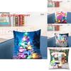 Led Vintage Baumwolle Leinen Kissenbezug mit Farbwechselnden Lichtern für Sofa und Couch Dekoration