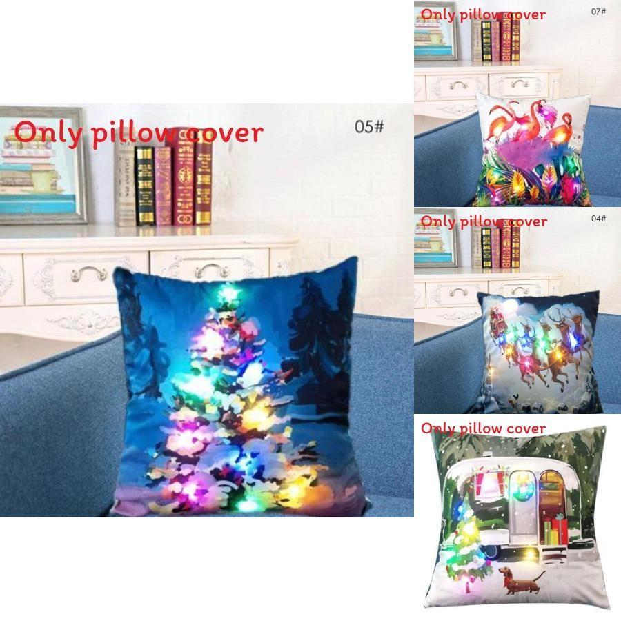 Led Vintage Baumwolle Leinen Kissenbezug mit Farbwechselnden Lichtern für Sofa und Couch Dekoration