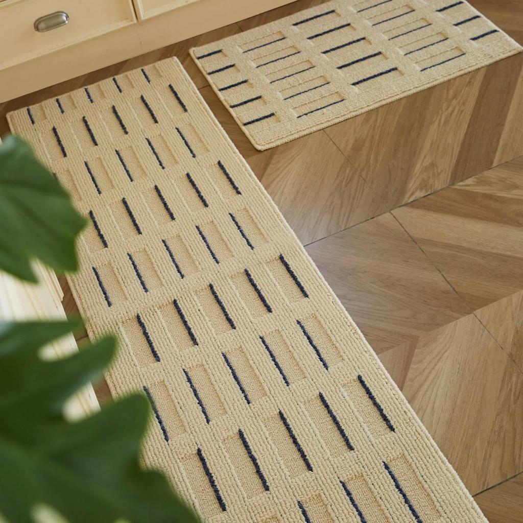 Polypropylene L-Shaped Non-Slip Oil and Water-Resistant Nordic Style Kitchen Floor Mat