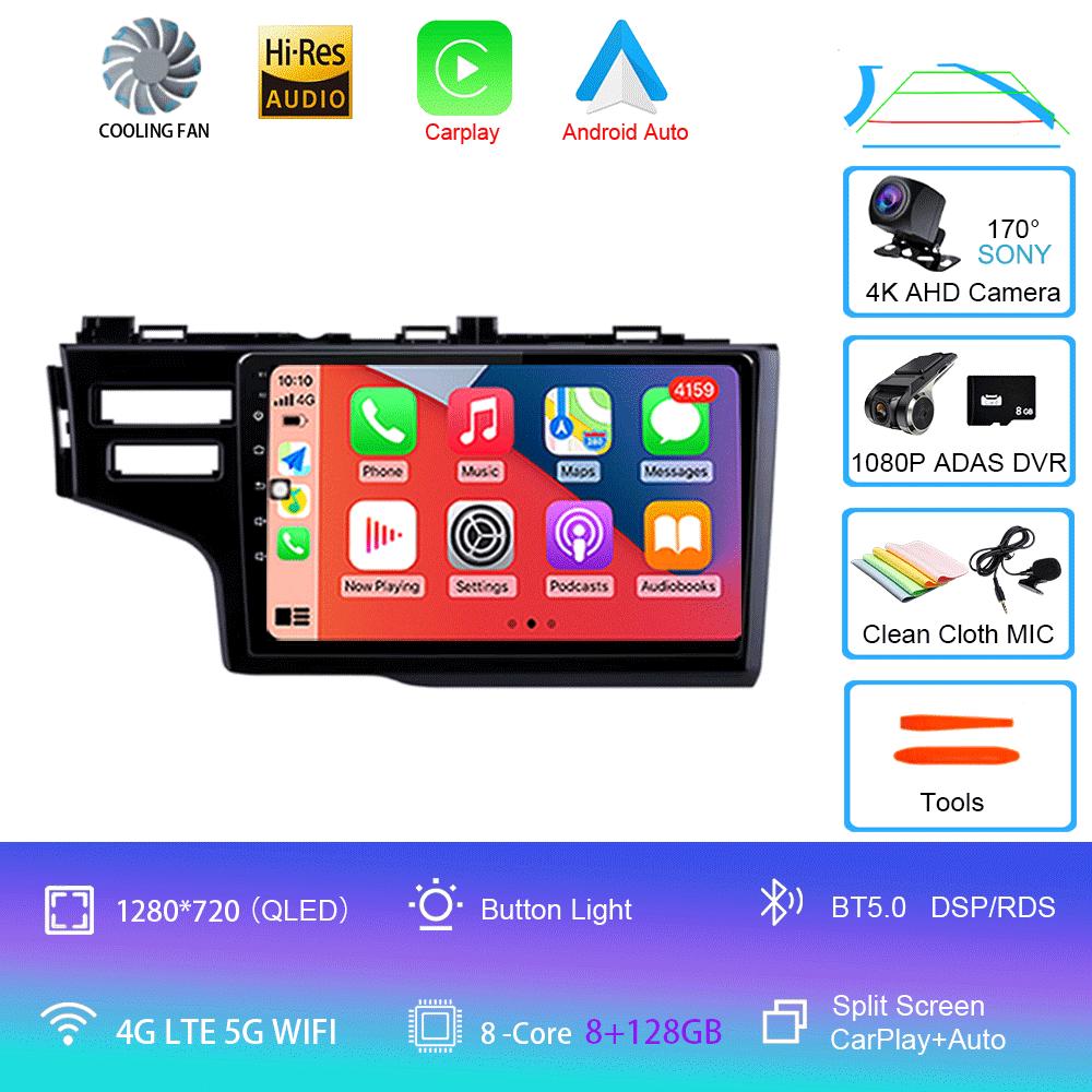 Android 14 Car Radio For Honda Jazz 3 2015 - 2020 Fit 3 GP GK 2013-2020 QLED Multimedia Player GPS Navigation BT Carplay Auto