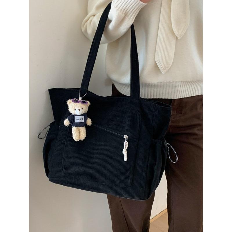 Shoulder bag  new large-capacity corduroy tote bag versatile casual velvet shopping bag