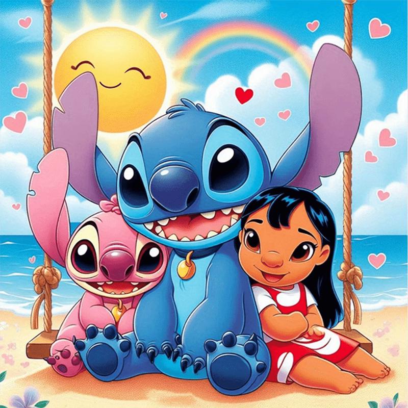 

Алмазная живопись своими руками Лило и Стич Набор для вышивания крестом Мозаичное искусство Алмазная живопись Полный круглый алмаз Украшение для дома Round 20x20cm