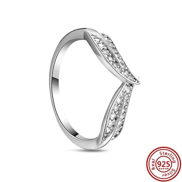 925 Sterling Silver Rings Feather Heart Pavé Sparkling CZ Round Lucky Rings for Women Charms Jewelry