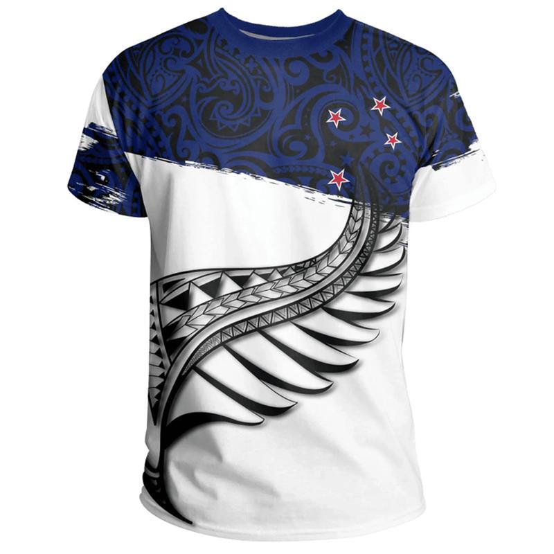 New Zealand Flag Map Graphic T Shirts Silver Fern National Emblem