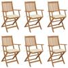 Folding Garden Chairs Set of 6 with Cushions Acacia Wood