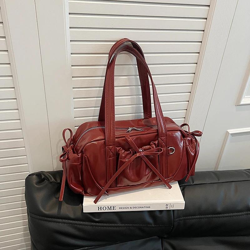 Geantă de umăr monocromatică feminină din PU, capacitate mare, versatilă și elegantă, stil nou