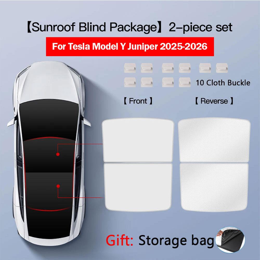 Sunshades For Tesla Model 3 Sunroof Highland 2026 Model Y 2020-26 Ice Cloth Buckle Sun Pare Glass Front Rear Skylight AccessoryWindshield Sunshades 1