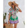 Summer Ethnic Print Short Sleeve Shorts Romper Women's Casual Outfit European American Style Crossborder Women Apparel