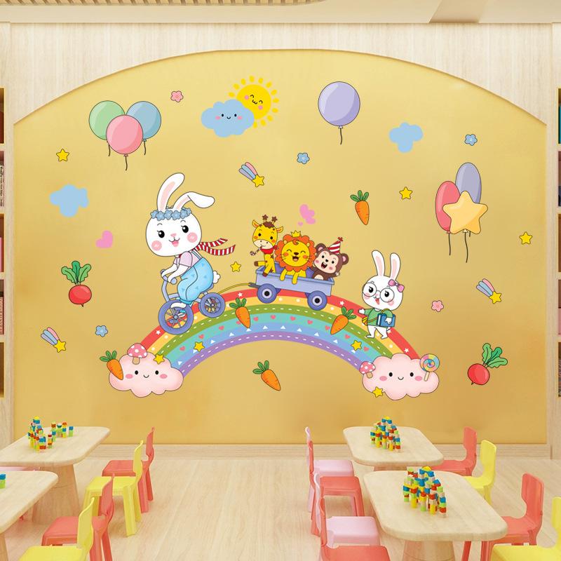 Rainbow rabbit bicycle wall decoration sticker wall sticker XY9054