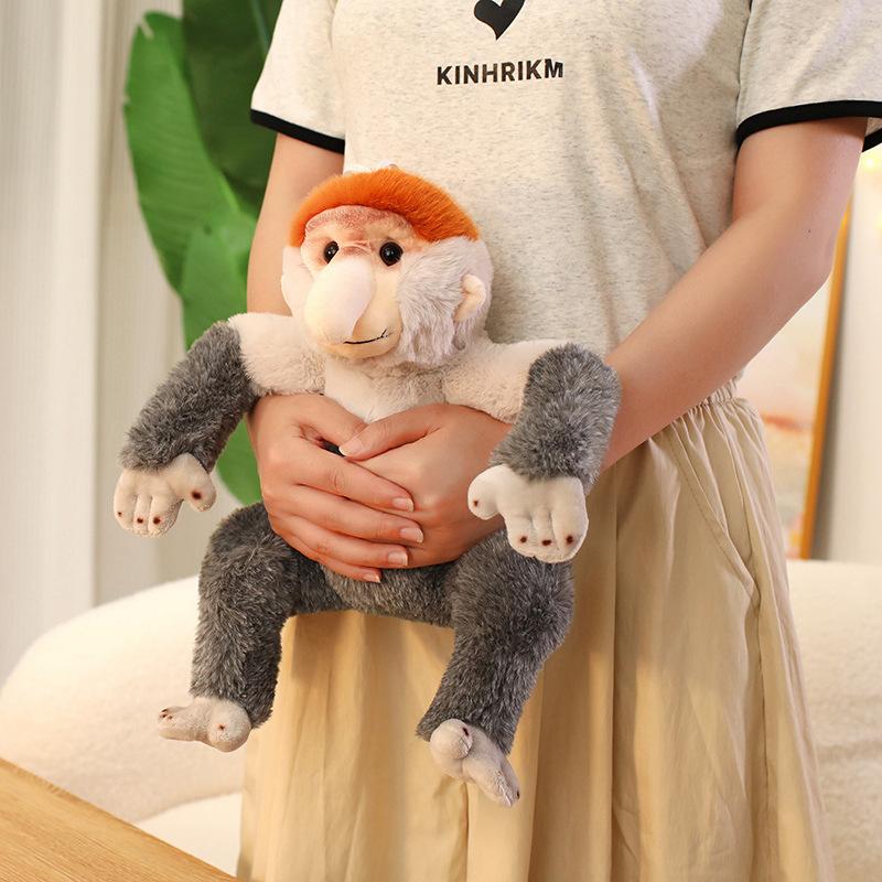 Simulation long nose monkey doll plush toy little monkey orangutan doll children soothing doll
