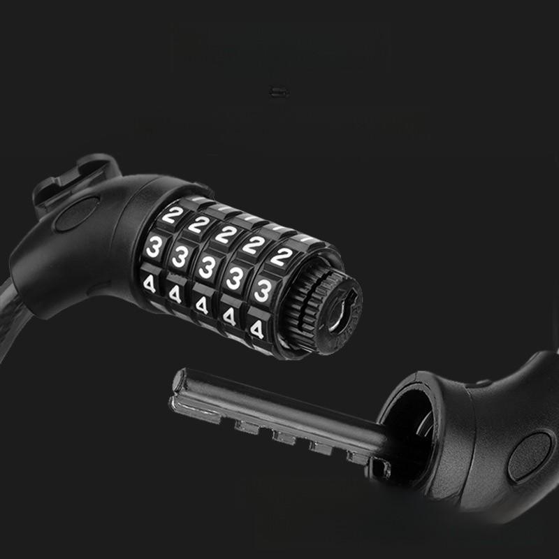 Bicycle Lock Five Digit Combo Steel Wire Lock With Keyless Security For Mountain Bike And City Cruiser