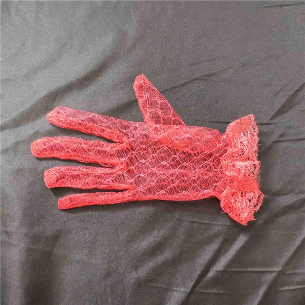 Cosplay Short Autumn Dinner Dress Banquet Wedding Bridal Mesh Gloves Thin Mittens Lace Gloves