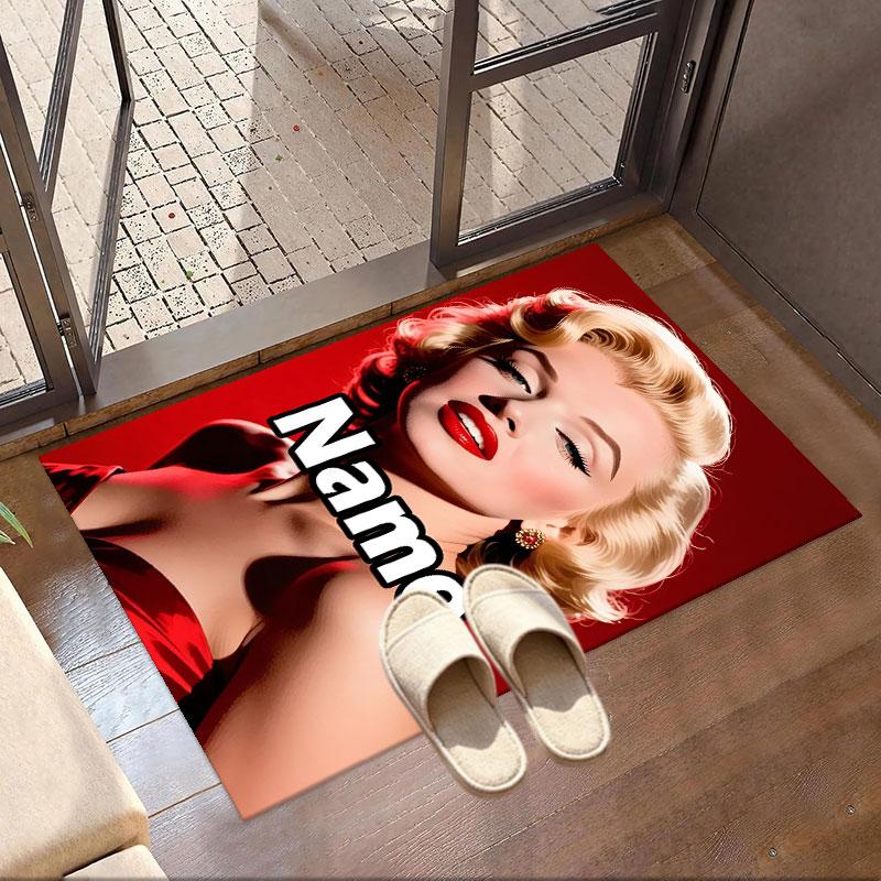 Custom Name Personalized Marilyn Monroe Print Carpet, Versatile Home Decor Rug, for Playroom, Apartment, Balcony, Entryway, Hallway Gift