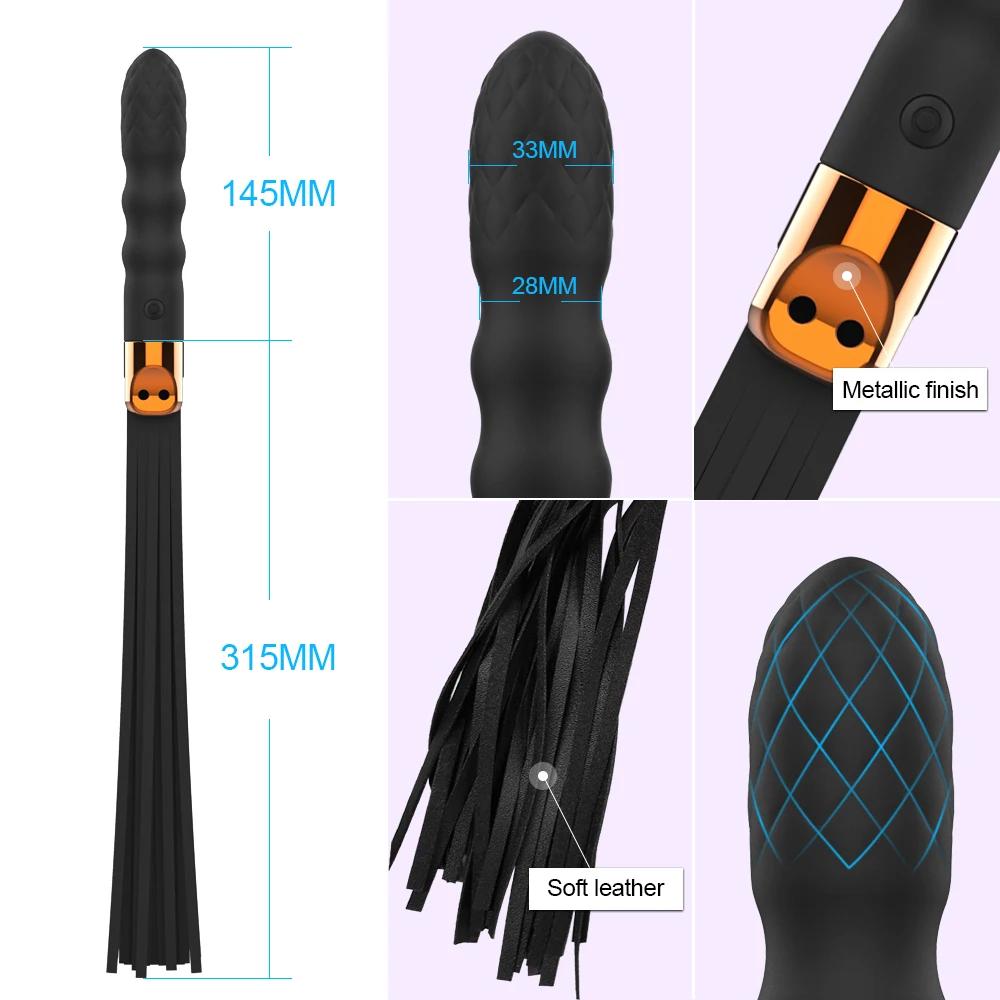 Leather Sex Whip Adults BDSM Anal Vibrator G Spot Massage SM Paddle Adult Play Bedroom Spanking Restraint Bondage Role Play 18+
