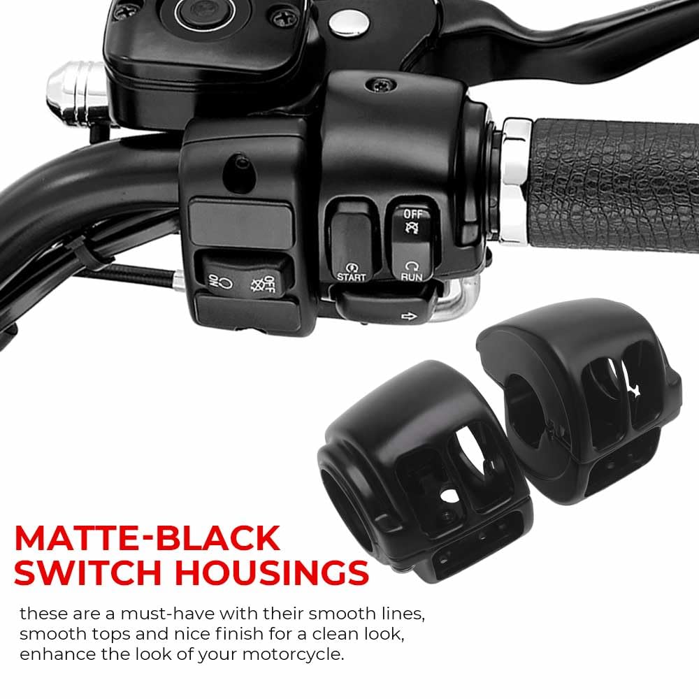 Handlebar Switch Kit Switch Housing W/Button Cover Cap Fits for Harley 2002-2017 VRSC/1996-2012 Sportster/1996-2011 Dyna Softail/1996-2013 Road King