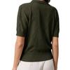 Women Summer Thin Knit Polo Collar Short Sleeve Slim Commute Top