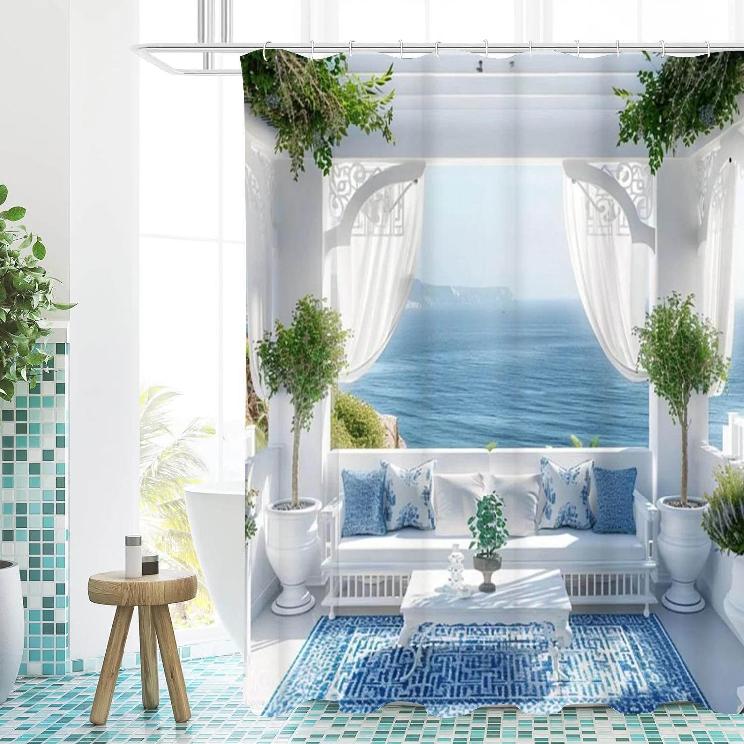 

Screen Scenery Bathing Curtain Bathroom Shower Curtain Waterproof With 12 Hooks Home Deco W60H190(CM)-1 Pcs