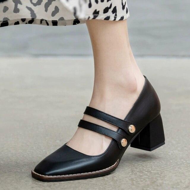 

Rimocy модные туфли-лодочки на квадратном каблуке с двойной пряжкой, женские черные офисные туфли с квадратным носком, женские непромокаемые туфли из искусственной кожи на мелкой платформе 39 чёрный