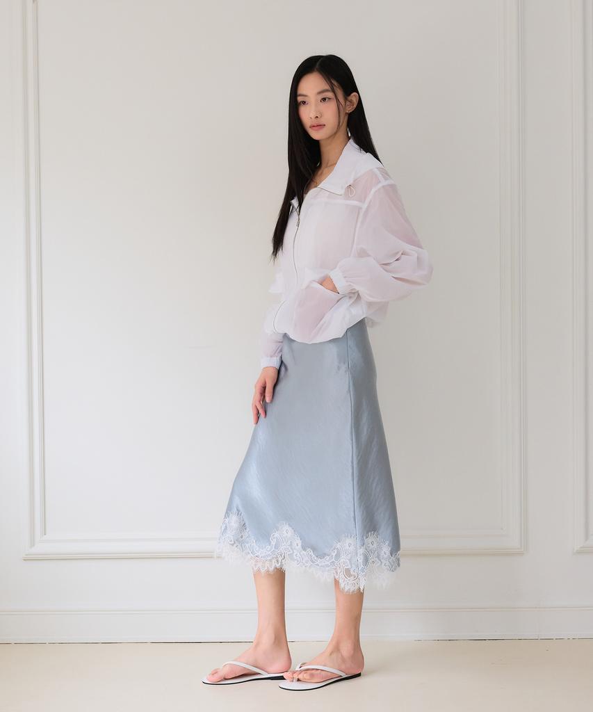 THEELO Soft Lace Midi Skirt (Light Blue)