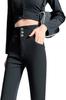HIMATI Stretch Skinny Long Solid Black Women's High-Waisted Leggings, Length, Elastic, Color, (QBK-3K-L)