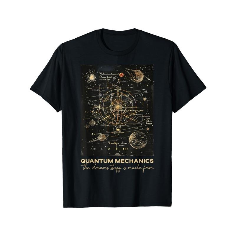 

European sizes Men s Quantum Mechanics Graphic T-Shirt - Black Tee with Science Design The Stuff Dreams Are Made Of 4XL чорний