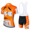 Summer Cartoon Fun Bean M Bean Team Edition Mountain Cycling Suit Men'S And Women'S Short Sleeve Suit Strap Shorts Riding