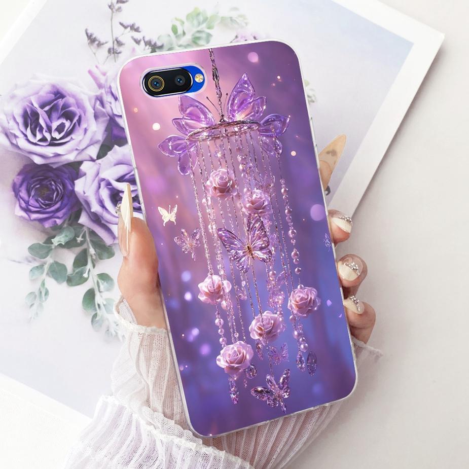 For Oppo A1k Case CPH1923 Luxury Flowers Butterfly Painted Cover Soft Silicone Case For Realme C2 RMX1941 OppoA1k RealmeC2 Shell