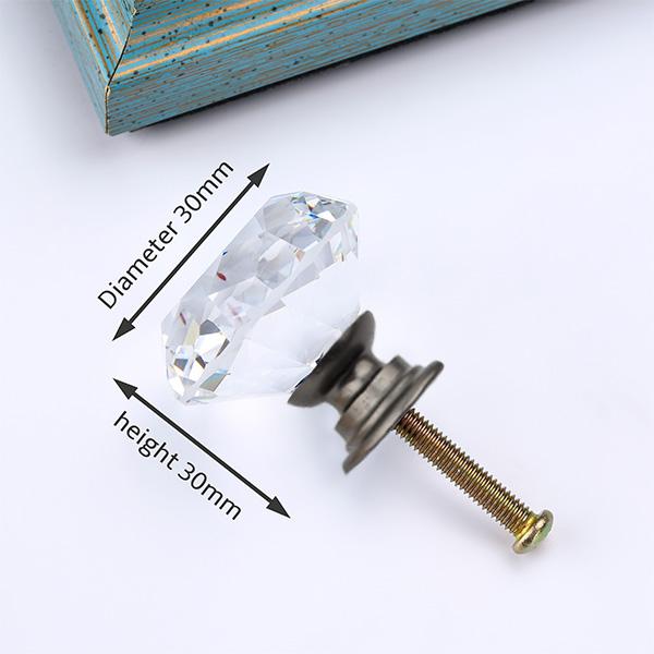 NAIERDI 20mm 30mm Diamond Crystal Glass Knobs Cupboard Pulls Drawer Knobs Kitchen Cabinet Handles Modern Style Furniture Pulls