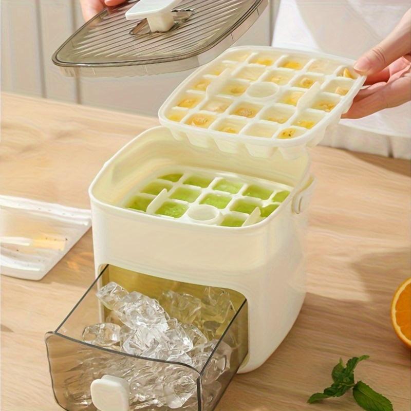 Ice Cube Tray with Lid and Scoop, Double Layer 48-Cube Mold, Easy Release Large Capacity Press Ice Tray, Essential Kitchen Gadge
