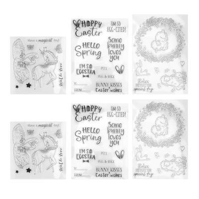 6 Sheets Clear Stamps Recycling Clear Imprint DIY Combination Card Making Stamps Decorative Stamps for Albums