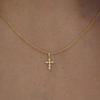 1pc Luxury Golden Plated Cubic Zirconia Cross Clavicle Necklace Suitable for Women Daily Wear Valentine's Day Gift New Year's Gift