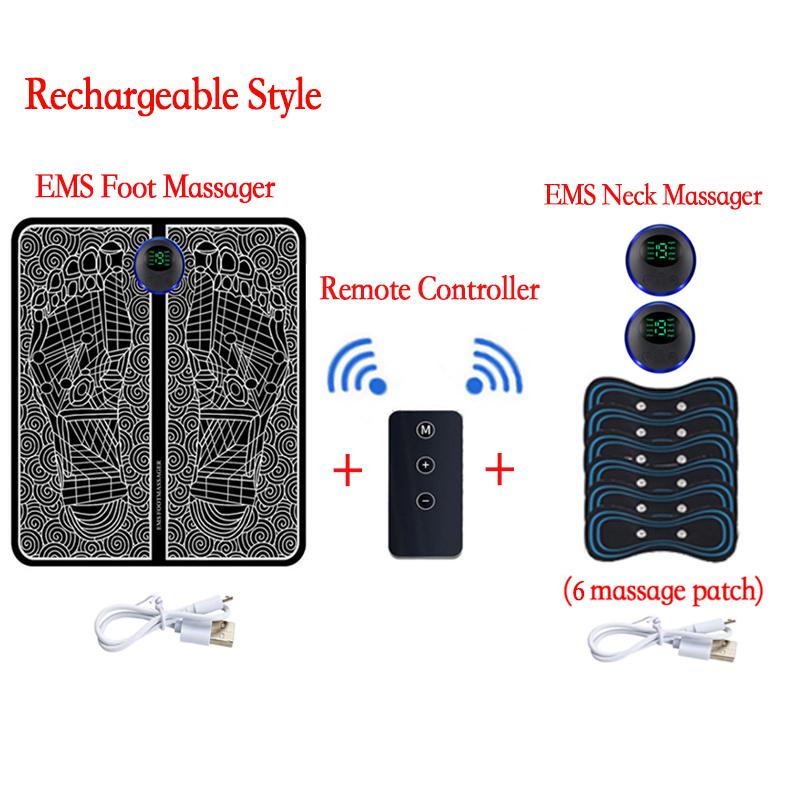 Remote EMS Foot Massager Pad Electric Muscle Stimulation Mat Improve Blood Circulation Pain Relief Relax Feet