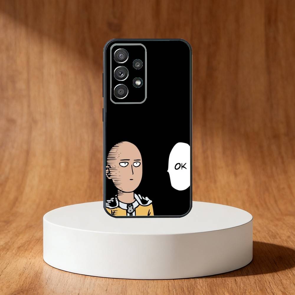 O-One P-Punch Anime Man Phone Case For Samsung S25,S24,S21,S22,S23,S30,Ultra,S20,Plus,Fe,Note,10,9,5G Black Cover