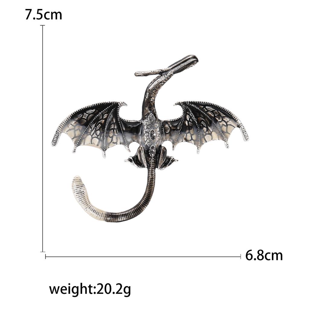 Enamel Dragon Brooches for Women Unisex Rhinestone Necklace Flying Dragon Pins Banquet Party Backpack Gifts Jewelry Accessories