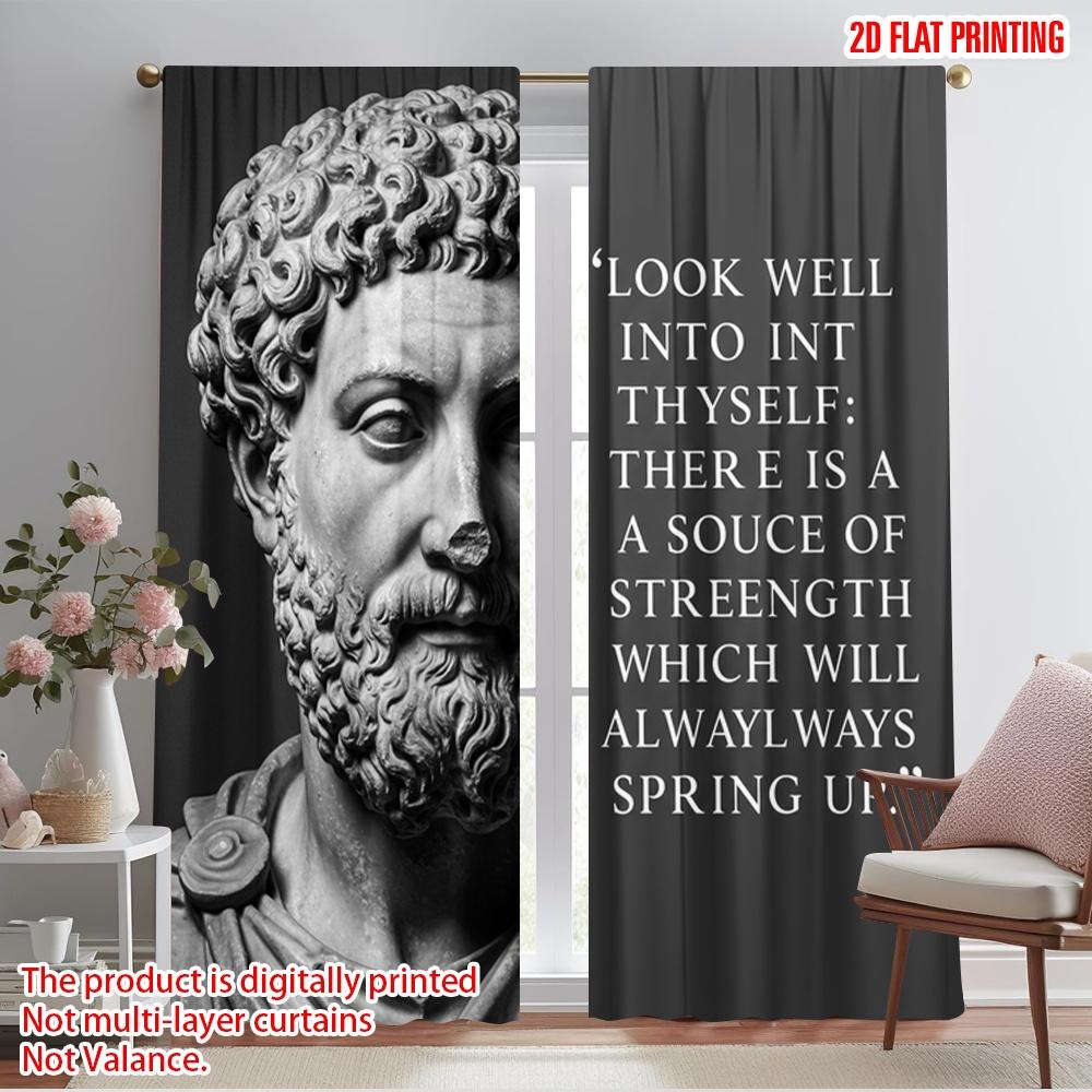 

2pcs 2D flat printing Drapes Looking Within Strength Source Polyester Without Electricity Party Decorations for Holiday 52.50×116.00 CM 2pcs