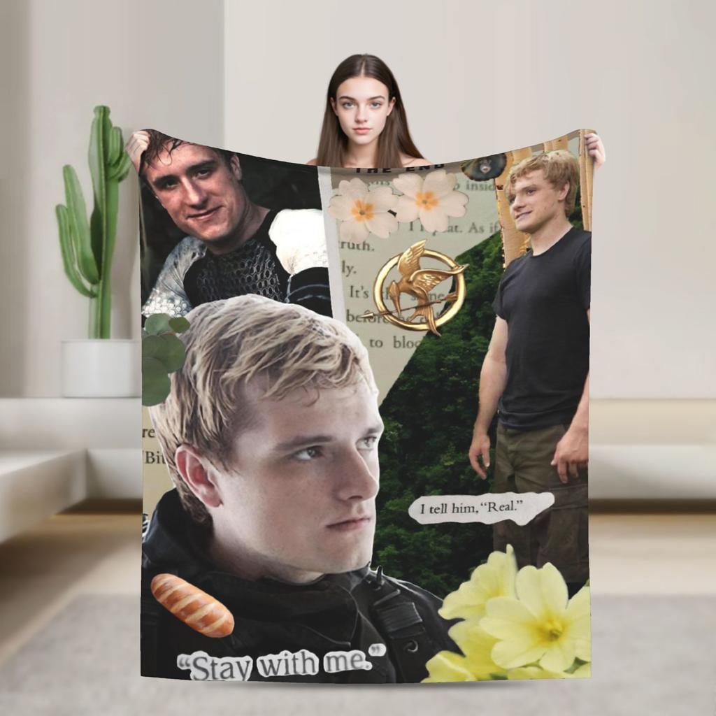 Hunger Games Peeta Mellark Blanket Cover Flannel Josh Hutcherson Lightweight Thin Throw Blanket for Sofa Couch Quilt Portable