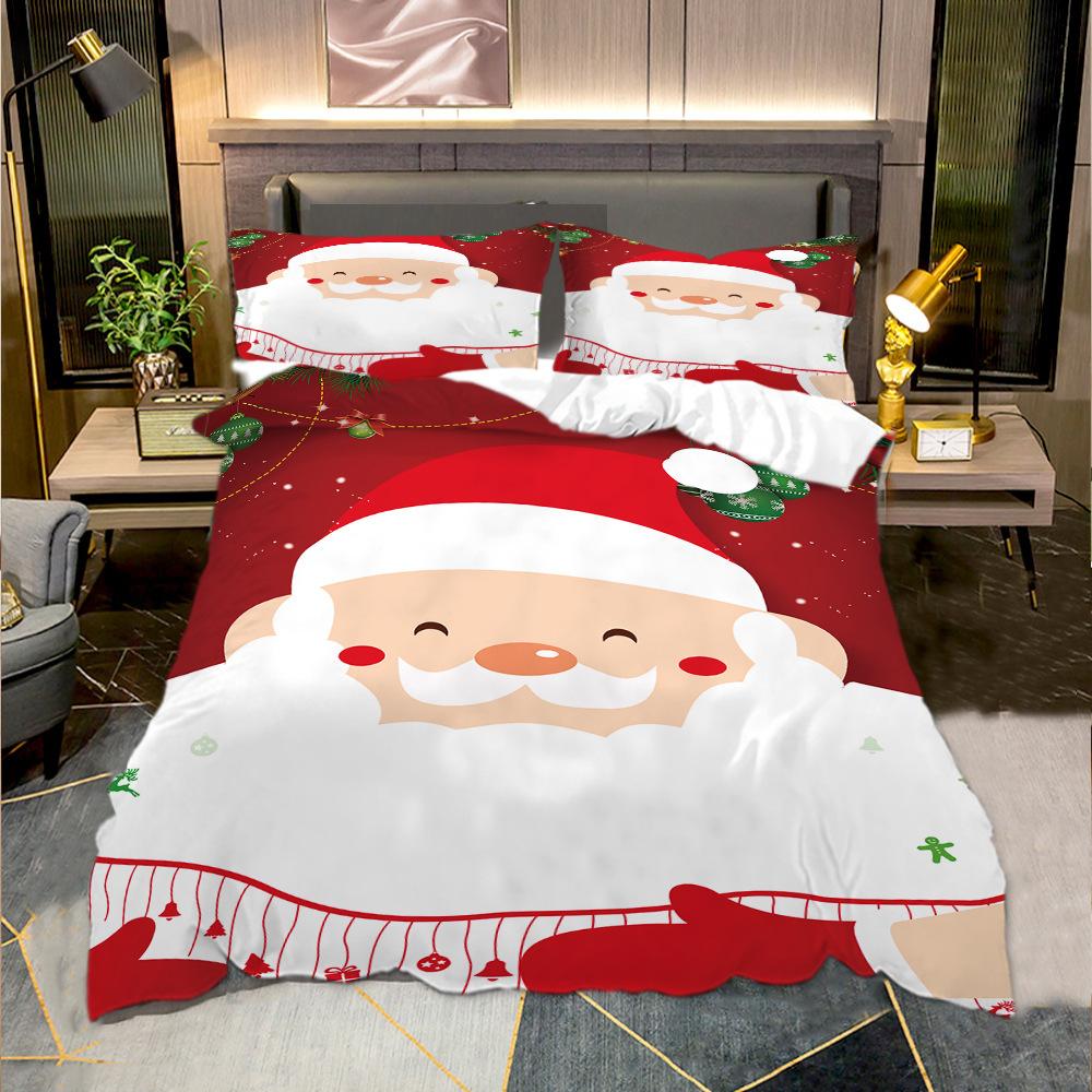 

Рождественское постельное белье из трех предметов с цифровой печатью: простыня, пододеяльник 135x200cm