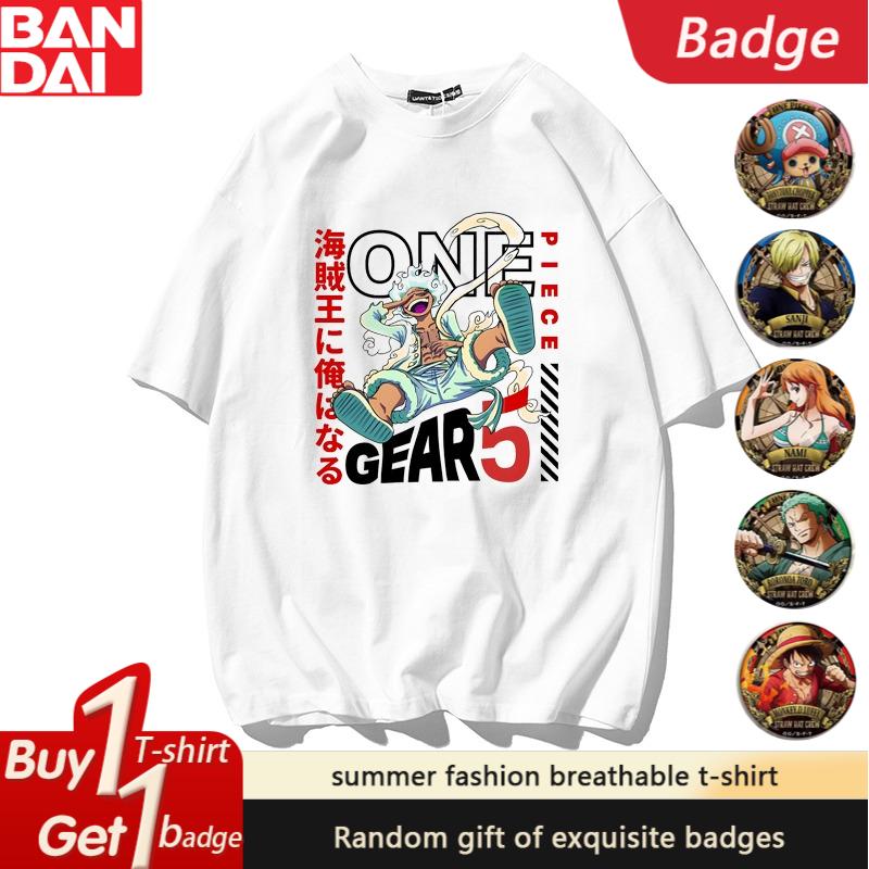 ONE PIECE Peripheral Clothes Boys Nika Luffy Fivespeed Sauron Trend Loose Mens and Womens Summer Trend Shortsleeved Tshirt