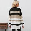 Vintage Fashion Elegant Casual Autumn Women's Round Neck Long Sleeve Colorblocked Sweater