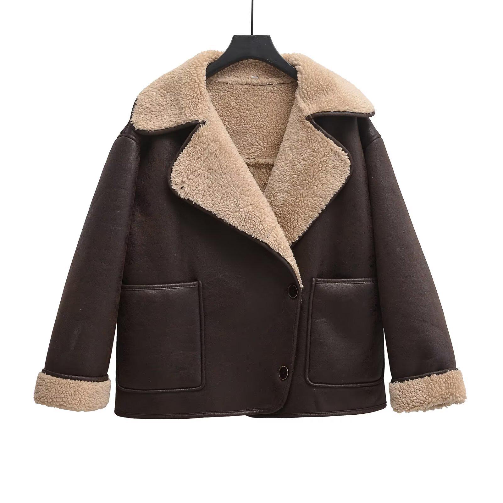 

Европейско-американское женское пальто из меха ягненка на осень/зиму 2024 9627 Large коричневый