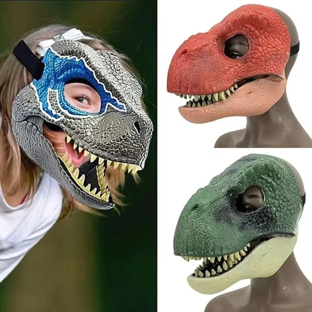 Moving Jaw Halloween Dinosaur Mask Cosplay Props Raptor Dino Mask Dinosaur Headgear  Gifts