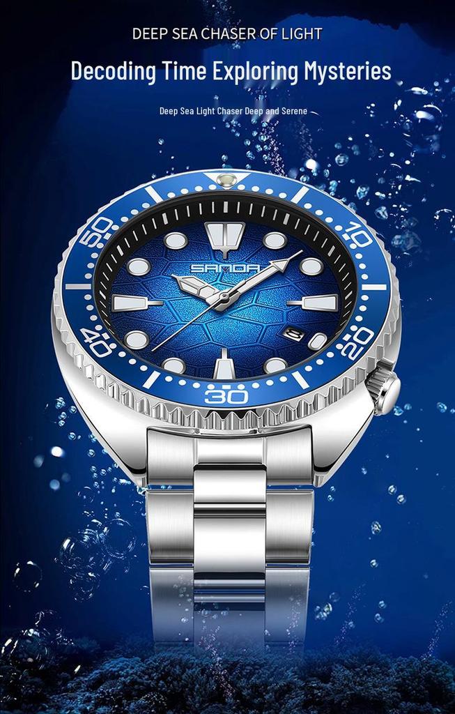 Sanda Men's Quartz Wristwatch with Rotating Bezel and Lava Dial – Fashionable Business Accessory