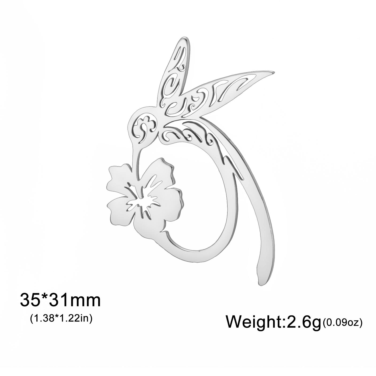 

My Shape Hollow Hummingbird Flower Brooch for Women Stainless Steel Animal Pins for Backpack Suit Jewelry Accessories Gifts